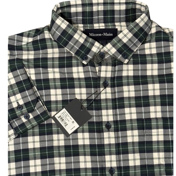 Mizzen+Main Men's XL Green Flannel Performance Kent Plaid‎ Button Down Shirt